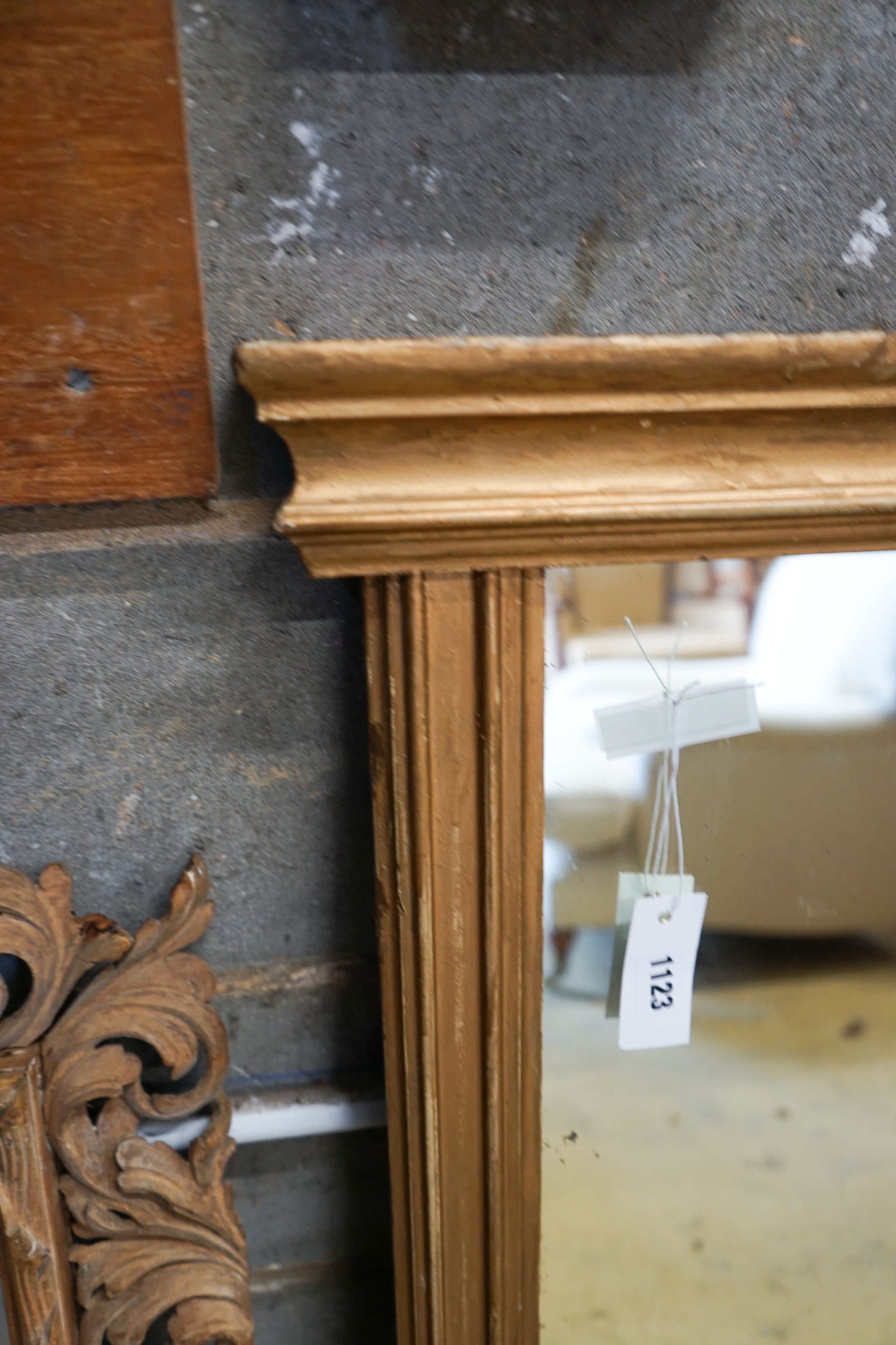 A 19th century rectangular gilt wood overmantel mirror, width 84cm, height 101cm